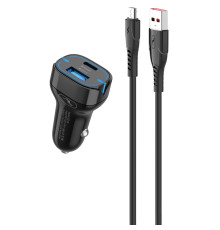 Автомобільний зарядний пристрій SkyDolphin SZ19V PD 20W + QC3.0 20W Black (AZP-000105) + кабель microUSB