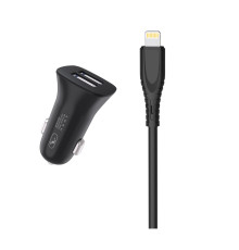 Автомобільний зарядний пристрій SkyDolphin SZ09L (2USB, 3.4A) Black (AZP-000109) + кабель Lightning