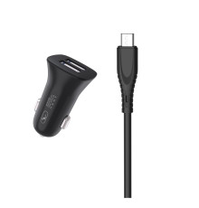 Автомобільний зарядний пристрій SkyDolphin SZ09V (2USB, 3.4A) Black (AZP-000111) + кабель microUSB