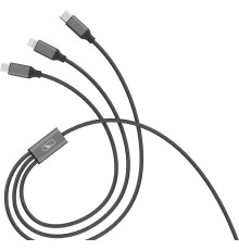 Кабель SkyDolphin S63E 3in1 USB - Lightning + micro USB + USB Type-C (M/M), 1.2 м, Black (USB-000625)