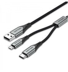 Кабель Vention USB - micro USB + USB Type-C (M/M), 0.5 м, Grey (CQGHD)