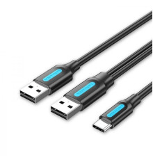 Кабель Vention USB Type-C - 2хUSB (M/M), 0.5 м, Black (CQKBD)