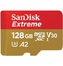 Карта памяти MicroSDXC 128GB C10 UHS-I SanDisk Extreme V30 U3 R190/W90MB/s + SD (SDSQXAA-128G-GN6MA)