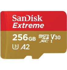 Карта памяти MicroSDXC 256GB C10 UHS-I SanDisk Extreme V30 U3 R190/W130MB/s + SD (SDSQXAV-256G-GN6MA)