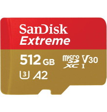 Карта памяти MicroSDXC 512GB C10 UHS-I SanDisk Extreme V30 U3 R190/W130MB/s + SD (SDSQXAV-512G-GN6MA)