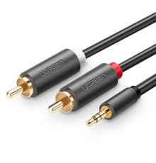 Кабель Ugreen AV102 3.5 мм - 2xRCA (M/M), 5 м, Black (10513)