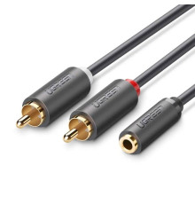 Кабель Ugreen AV102 AUX 3.5 мм TRS  - RCAx2, 1 м, Gray (10588)