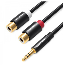 Кабель Vention 3.5 мм - 2хRCA (M/F), 0.3 м, Black (VAB-R02-B030)