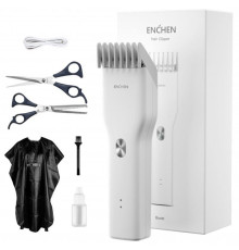 Машинка для стрижки Xiaomi Enchen Boost White Set + Пеньюар и ножницы