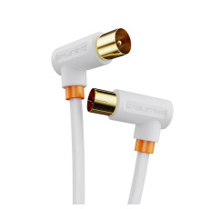 Кабель Cabletime Телевізійний, 2m, Г-подібний 90 градусів Male to Female, 75OHM, White (CF35L)