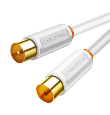 Кабель Cabletime Телевізійний, 2m, Male to Female, 75OHM, White (CF33L)