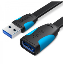 Подовжувач Vention Flat USB - USB (M/F), 1.5 м, Black (VAS-A13-B150)