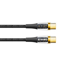 Кабель ColorWay USB Type-C - USB Type-C (M/M), transparent head, PD Fast Charging, 5 А, 100 W, 1.2 м, Black (CW-CBPDCC053-BK)
