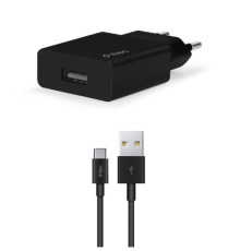 Мережевий зарядний пристрій Ttec SmartCharger USB 2.1А Black (2SCS20CS) + кабель USB Type-C