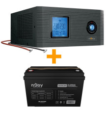 Комплект резервного живлення для котла Njoy, ДБЖ Aira 1200 + АКБ GE10012KF 12V 100AH GEL