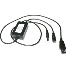 Адаптер XoKo USB - 2хDC (M/M), 9/12В, 0.7 м, Black (XK-DC-DC-12)