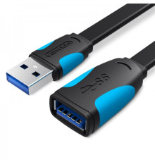 Кабель-подовжувач Vention Flat USB - USB V 3.0 (M/F), 1 м, Black (VAS-A13-B100)