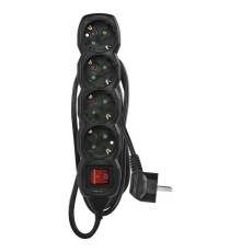 Фильтр питания Emos (PC1421R) с выключателем, 4 розетки, 1.5м, Black