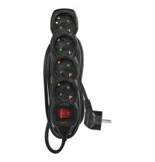 Фильтр питания Emos (PC1425R) с выключателем, 4 розетки, 5м, Black