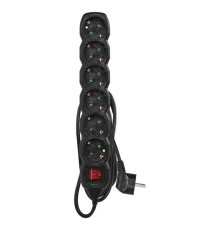 Фильтр питания Emos (PC1621R) с выключателем, 6 розеток, 1.5м, Black