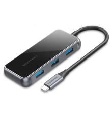 Концентратор Vention 5 в 1 Type-C-USB-PD 4USB 3.0 87W 4K 30Hz 0.15m Black (TFDHB)