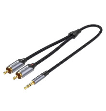 Кабель Vention 3.5 мм - 2xRCA (M/M), 1 м, Black (BCNBF)