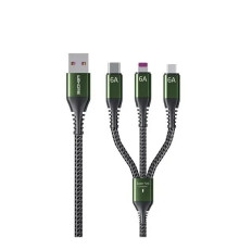 Кабель WK WDC-170 Raython 3-in-1 USB - Lightning + micro USB + USB Type-C (M/M), 6 A, 1.2 м, Black (6941027631980)