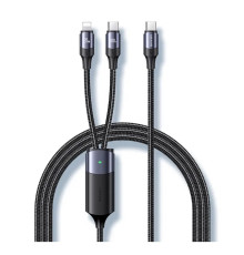 Кабель Usams US-SJ550 U71 USB Type-C - Lightning + USB Type-C (M/M), 100W, 1.2 м, Black (6958444977065)