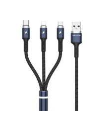 Кабель WK WDC-119 Fython 3-in-1 USB - Lightning + micro USB + USB Type-C (M/M), 1.2 м, Black (6941027613702)