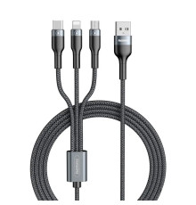 Кабель Remax RC-070th Sury2 USB - Lightning + micro USB + USB Type-C (M/M), 1 м, Grey (6972174156781)