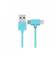 Кабель WK WDC-008 Axe USB - Lightning + micro USB (M/M), 1 м, Blue (6970349287308)