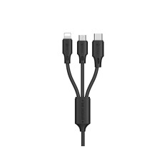 Кабель WK WDC-103th USB - Lightning + micro USB + USB Type-C (M/M), 3 А, 1.15 м, Black (6941027607862)