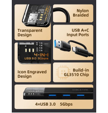 Концентратор Cabletime USB Type C - 4 Port USB 3.0, 0.15 m (CB03B)