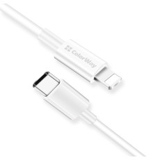 Кабель ColorWay USB Type-C - Lightning (M/M), 3.0 А, 1 м, White (CW-CBPDCL032-WH)