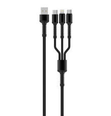 Кабель ColorWay USB - Lightning + micro USB + USB Type-C (M/M), 1.2 м, Dark Grey (CW-CBU3003-GR)