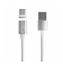 Кабель Voltronic USB - Lighting (M/M), магнітний, 1 м, Silver (YT-MCFB-L/S/13190)