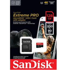 Карта памяти MicroSDXC 128GB UHS-I U3 R200/W90MB/s SanDisk Extreme Pro V30 + SD-адаптер (SDSQXCD-128G-GN6MA)
