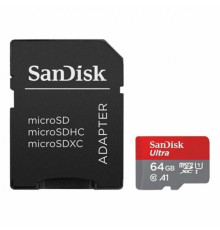 Карта пам`ятi MicroSDXC 64GB UHS-I Class 10 SanDisk Ultra A1 R140MB/s + SD-adapter (SDSQUAB-064G-GN6MA)
