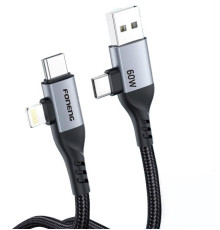 Кабель Foneng X92 4-in-1 (60W) USB/USB-C - USB-C/Lightning (M/M), 1 м, Black (X92-CA-FIO)