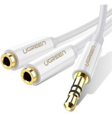 Аудіо-кабель Ugreen AV134 3.5 мм - 2х3.5 мм (M/F), 0.2 м, білий (UGR-10739)