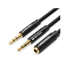 Кабель Vention 3.5 мм - 2х3.5 мм (M/F), 1 м, Black (BBTBF)