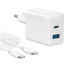 Мережевий зарядний пристрій Anker PowerPort 312 White, 20 W USB Type-C + кабель USB Type-C (B2348G21)