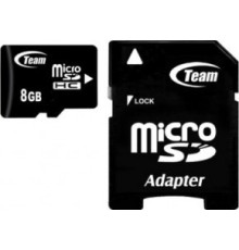 Карта памяти MicroSDHC   8GB Class 4 Team + SD-adapter (TUSDH8GCL403)