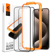Защитное стекло Spigen Glas.tR AlignMaster FC для Apple iPhone 15, Black, 2шт (AGL06906)