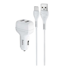Автомобільний зарядний пристрій Hoco N5 (2USB 2.4А) White (S23139) + кабель Lightning