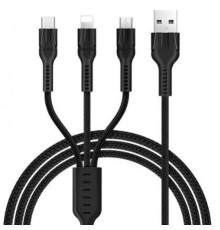 Кабель Hoco U31 Benay 3in1 USB - Lightning/micro USB/USB-C, 1.2 м, Black (K17892)
