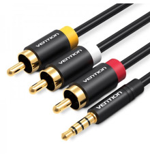 Кабель Vention 3.5 мм - 3хRCA (M/M), 1.5 м, Black (VAB-R07-B150)