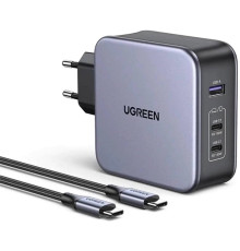 Зарядний пристрій Ugreen CD289 GaN 140W Gray + кабель Type-C 1.5 м (90549)