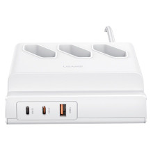 Сетевой фильтр Usams US-CC160 (CC160TC01) 3 розетки, 1 USB, 2 USB Type-C 65W, 2 м, White