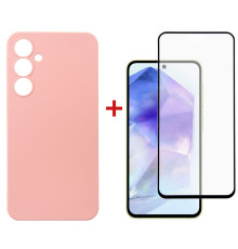 Чохол-накладка Dengos для Samsung Galaxy A55 SM-A556 Pink (DG-KM-92) + захисне скло